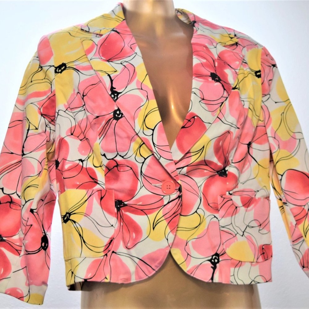Floral Cotton Jacket Cropped Waist Length